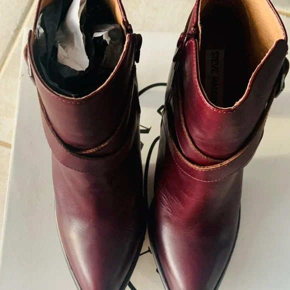 Steve Madden | Shoes | Steve Madden Burgundy Ankle Boots | Poshmark